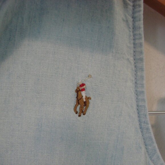 Polo Ralph Lauren Girls Chambray Denim Dress Pony Sleeveless Collar Cotton Siz 6 - Picture 7 of 14